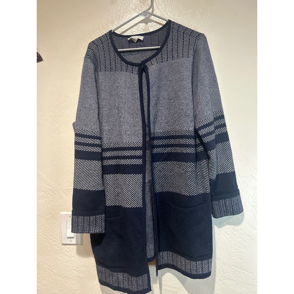 Christopher & Banks Womens Navy Blue Geometric Pattern Cardigan Sweater XL